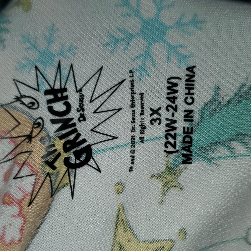 Dr Seuss The Grinch Lus Size Unisex Long Sleeve Pajama Top Size 3X 22-24 - Picture 7 of 12